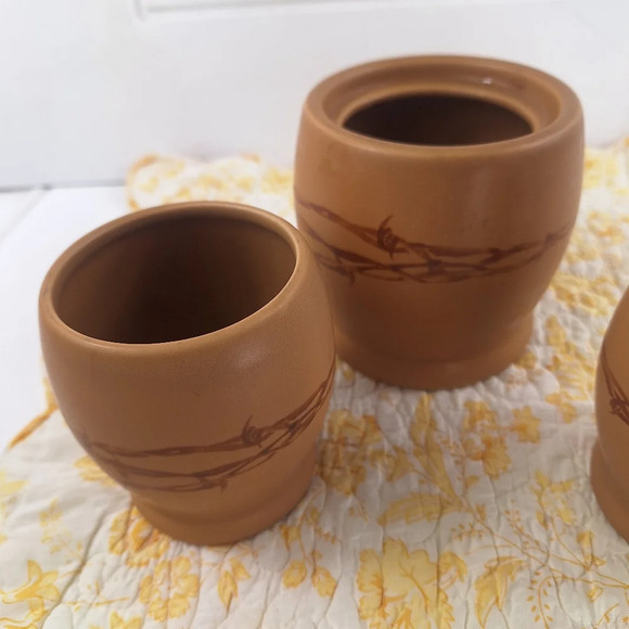 Country Living Barbwire Bath Set Rinse Cup Cotton/QTip Container Soap Pump Brown - Picture 3 of 13